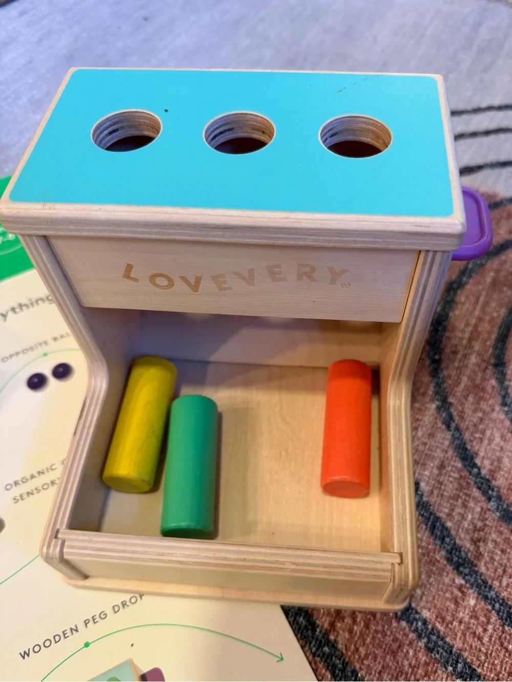 Multicolor Wooden Shape Sorter and Peg Toy Set